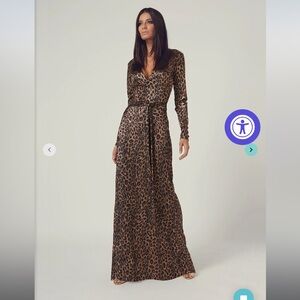 MELISSA ODABASH NWT LOOK 3 WRAP MAXI DRESS LEOPARD